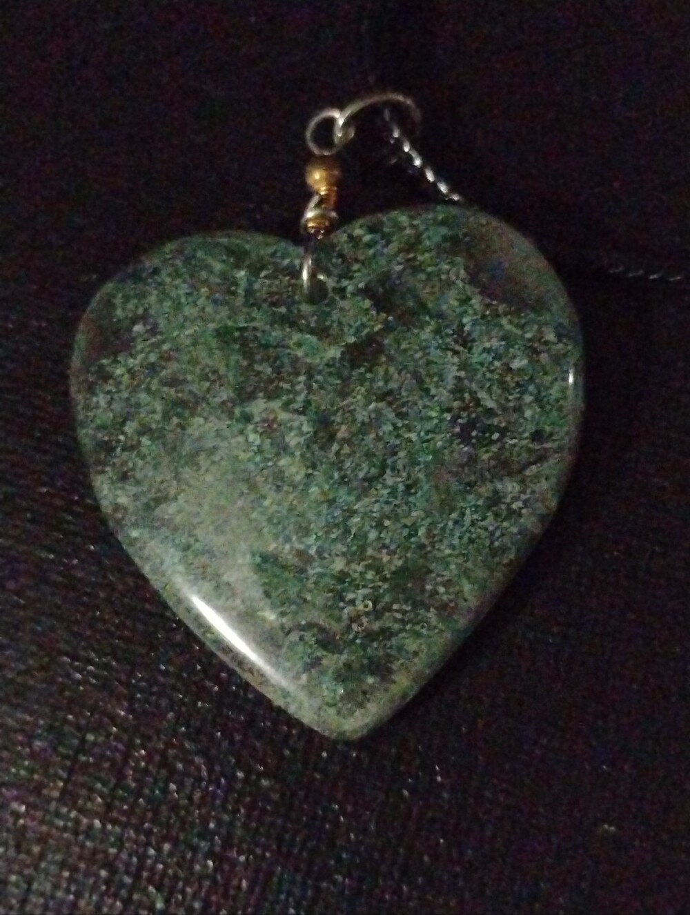 Green Moss Agate Heart Pendant Necklace